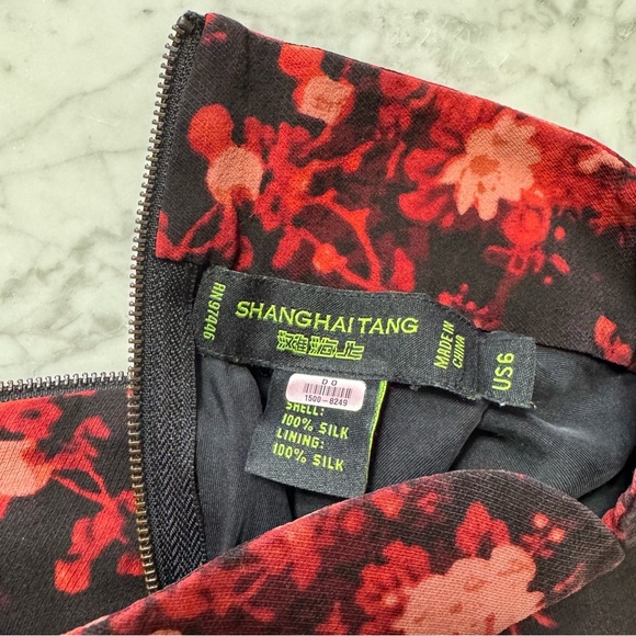 Shanghai Tang Black and Red Sheath Dress Size 6 - Picture 3 of 16